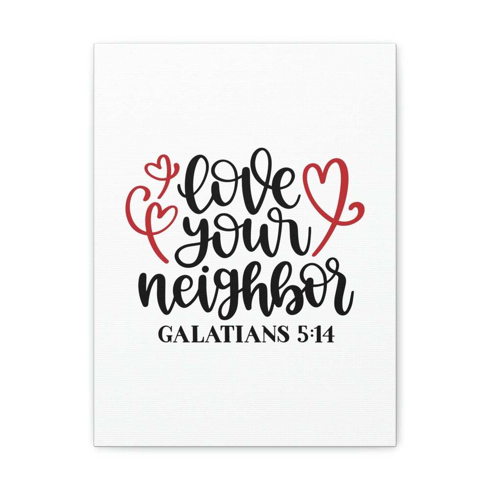 Scripture Sign Love Your Neighbor Galatians 5:14 Red Heart Christian Wall Art B
